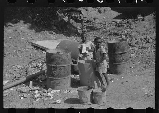 Charlotte Amalie, St. Thomas Island, Virgin Islands. Children in one of the slum areas