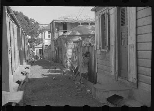 Charlotte Amalie, St. Thomas Island, Virgin Islands. Alleyway in one of the slum areas