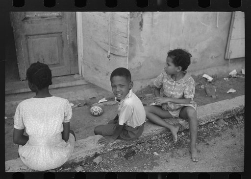 Charlotte Amalie, St. Thomas Island, Virgin Islands. Children playing in the street