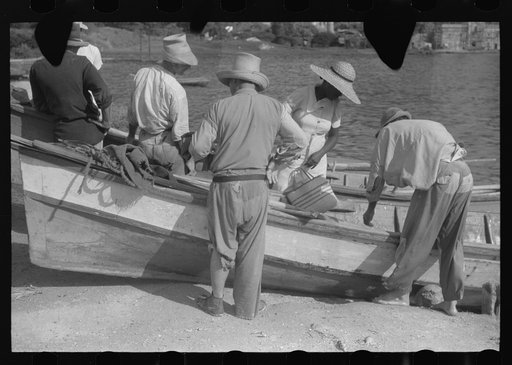 French Village, a small settlement on St. Thomas Island, Virgin Islands. French fishermen selling the day's catch