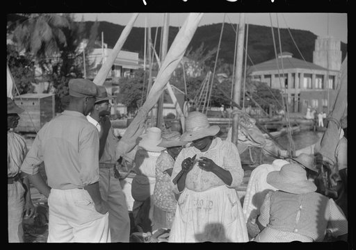 Untitled photo, possibly related to: French Village, a small settlement on St. Thomas Island, Virgin Islands. French fishermen selling the day's catch