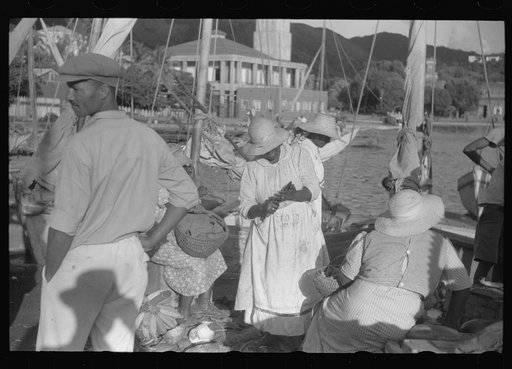Untitled photo, possibly related to: French Village, a small settlement on St. Thomas Island, Virgin Islands. French fishermen selling the day's catch
