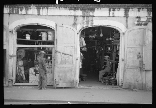 Charlotte Amalie, St. Thomas Island, Virgin Islands. A hardware and general store on the main street