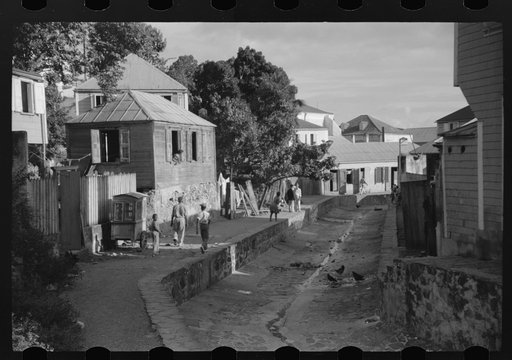 Charlotte Amalie, St. Thomas Island, Virgin Islands. One of the open sewers