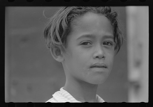 Puerto Rican boy studying at the Peter's Rest elementary school near Christiansted, St. Croix, Virgin Islands