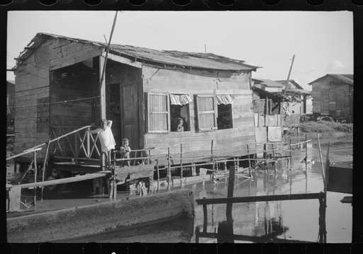 Houses in the slum area known as "El Fangitto" (The Mud) in San Juan, Puerto Rico