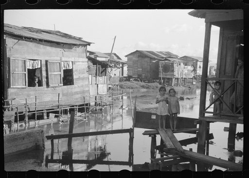 Houses in the slum area known as "El Fangitto" (The Mud) in San Juan, Puerto Rico