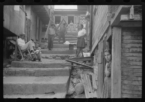 A street in the slum area of the hill town of Lares, Puerto Rico
