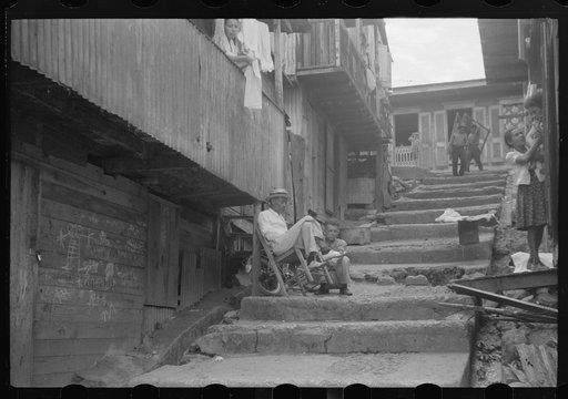 A street in the slum area of the hill town of Lares, Puerto Rico