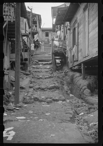Street in the slum area of the hill town of Lares, Puerto Rico