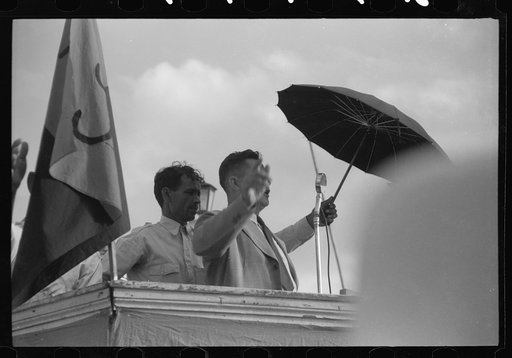Untitled photo, possibly related to: Yabucoa, Puerto Rico. The mayor of Yabucoa speaking at a meeting of strikes and sympathizers in the town plaza