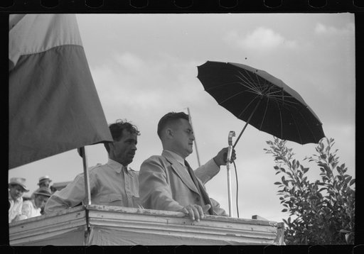 Untitled photo, possibly related to: Yabucoa, Puerto Rico. The mayor of Yabucoa speaking at a meeting of strikes and sympathizers in the town plaza