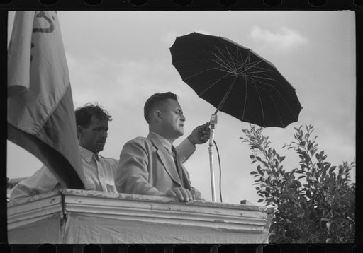 Yabucoa, Puerto Rico. The mayor of Yabucoa speaking at a meeting of strikes and sympathizers in the town plaza
