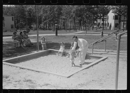 Untitled photo, possibly related to: Father and son at Greenbelt, Maryland