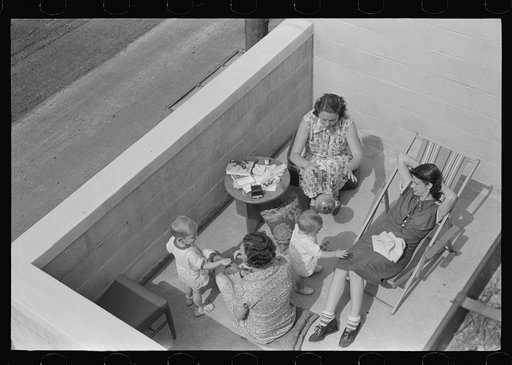 Untitled photo, possibly related to: Family on terrace in Greenbelt, Maryland