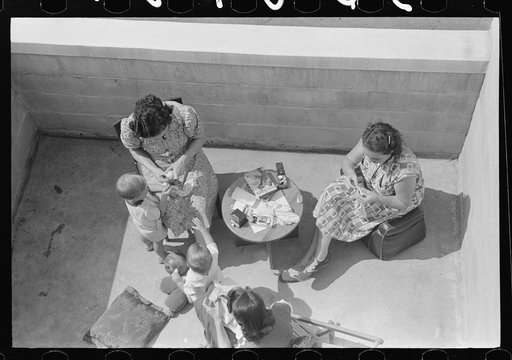 Family on terrace in Greenbelt, Maryland