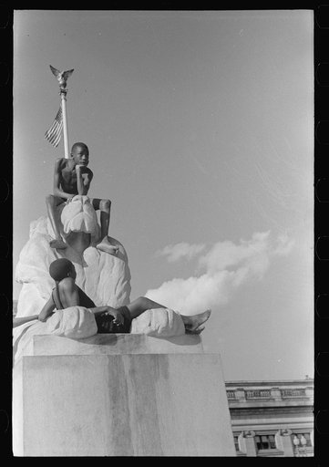 Untitled photo, possibly related to: Colored boys playing on Columbus Monument. Washington, D.C.
