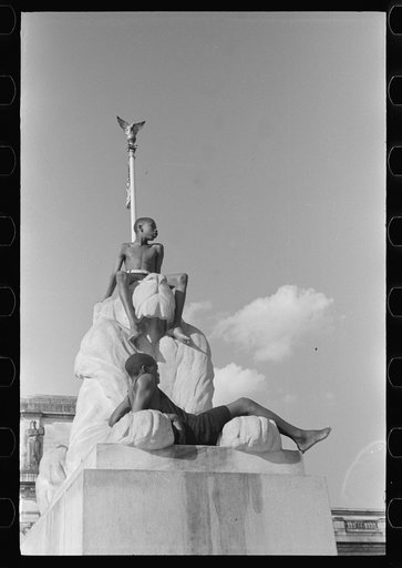 Untitled photo, possibly related to: Colored boys playing on Columbus Monument. Washington, D.C.