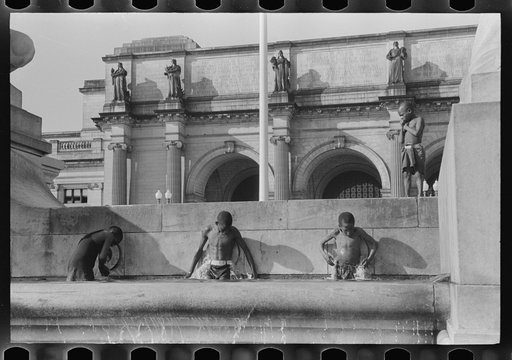 Swimming in fountain across from Union Station, Washington, D.C.
