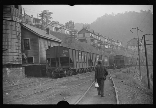 Untitled photo, possibly related to: Miners going home from work, Caples, West Virginia