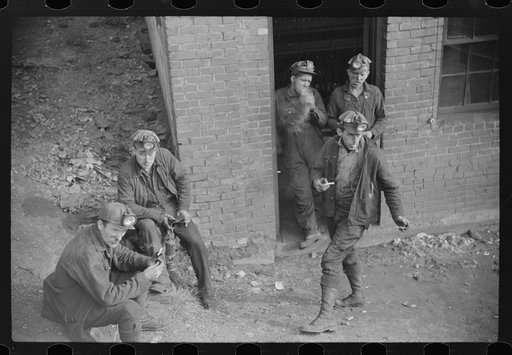Untitled photo, possibly related to: Coal miners waiting for next shift, Caples, West Virginia