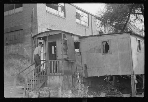 Shack by river, Charleston, West Virginia