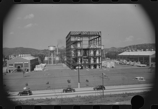 Untitled photo, possibly related to: Charleston, West Virginia. Part of the Union Carbon and Carbide Chemicals Corporation, a unit of the Union Carbide and Carbon Corporation. The plant employs 1800 workers