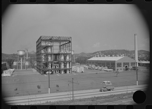 Untitled photo, possibly related to: Charleston, West Virginia. Part of the Union Carbon and Carbide Chemicals Corporation, a unit of the Union Carbide and Carbon Corporation. The plant employs 1800 workers