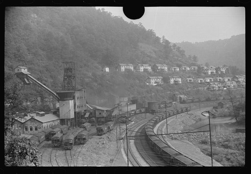 Untitled photo, possibly related to: Caples, West Virginia. With coal mine tipple in foreground