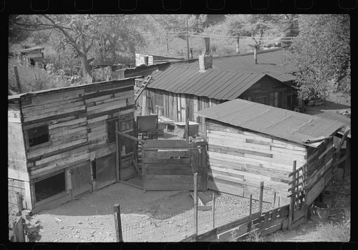 Rear view of Work Projects Administration worker's and old mine foreman's shacks and houses. South Charleston, West Virginia