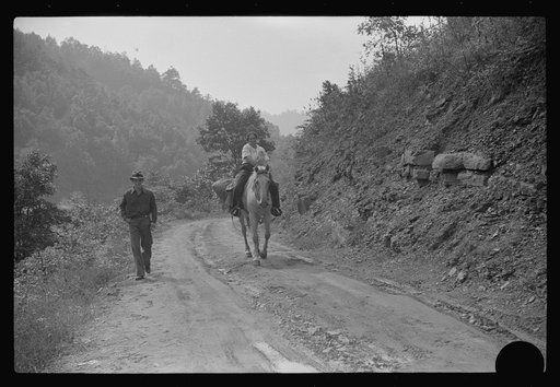 Untitled photo, possibly related to: Coal miner's wife bringing groceries from company store, Caples, West Virginia
