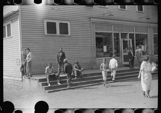 Untitled photo, possibly related to: Miner taking home provisions, Caples, West Virginia