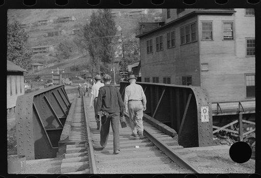 Untitled photo, possibly related to: Coal miners going home from work. Omar, West Virginia