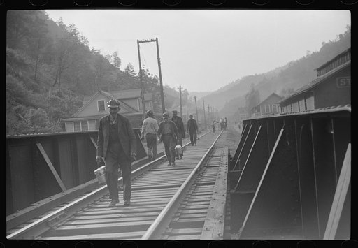 Coal miners going home from work. Omar, West Virginia