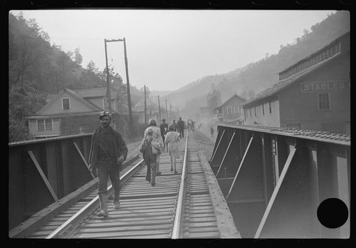 Untitled photo, possibly related to: Coal miners going home from work. Omar, West Virginia
