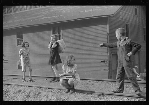 Untitled photo, possibly related to: Miners' children going home from store and post office, Omar, West Virginia