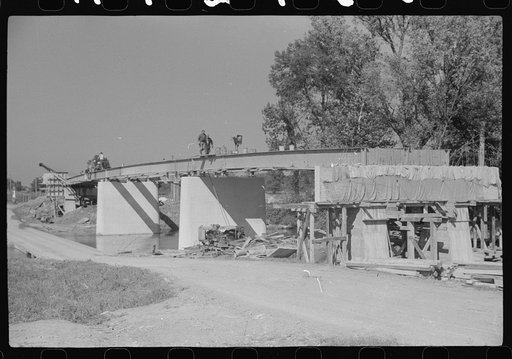 Construction of new bridge, Tygart Valley Homesteads, West Virginia