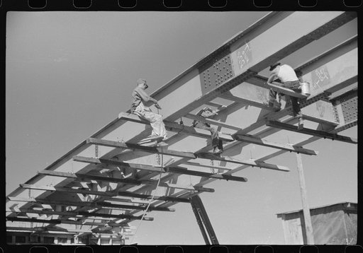 Construction of new bridge, Tygart Valley Homesteads, West Virginia