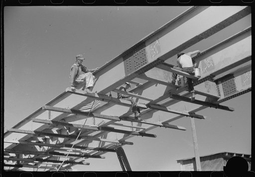 Untitled photo, possibly related to: Construction of new bridge, Tygart Valley Homesteads, West Virginia