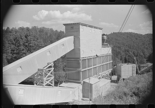 Rock crusher at quarry. Tygart Valley, West Virginia