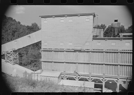 Untitled photo, possibly related to: Rock crusher at quarry. Tygart Valley, West Virginia