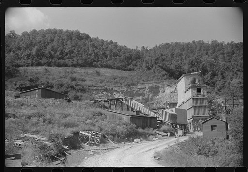 Untitled photo, possibly related to: Rock crusher at quarry. Tygart Valley, West Virginia