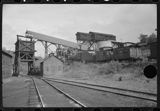 Untitled photo, possibly related to: Abandoned coal tipple near Osage, West Virginia
