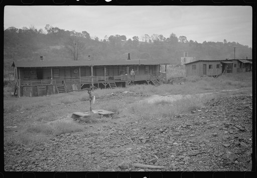Coal miners' shanties by the river, West Virginia