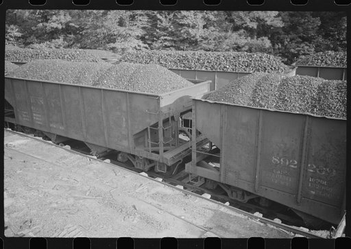 Coal cars, mining camp, Scotts Run, West Virginia
