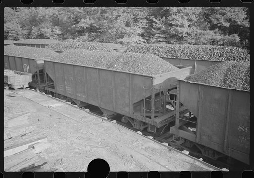 Untitled photo, possibly related to: Coal cars, mining camp, Scotts Run, West Virginia