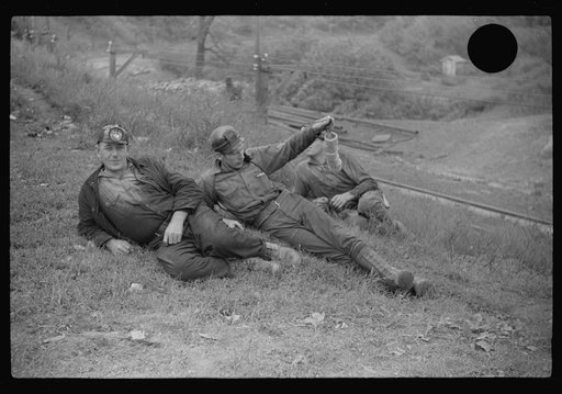 Untitled photo, possibly related to: Coal miners waiting for the night shift to go in. Bertha Hill, West Virginia