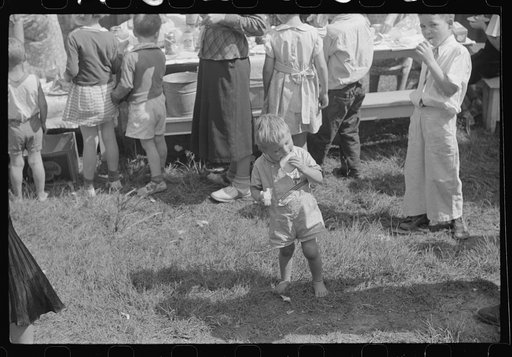Untitled photo, possibly related to: Sunday school picnic brought into abandoned mining town of Jere, West Virginia, by neighboring parishoners