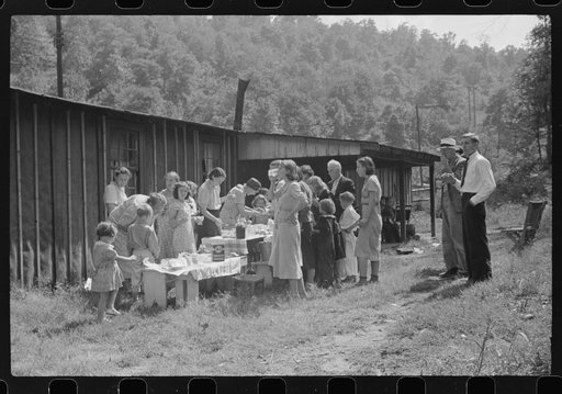 Sunday school picnic brought into abandoned mining town of Jere, West Virginia, by neighboring parishoners