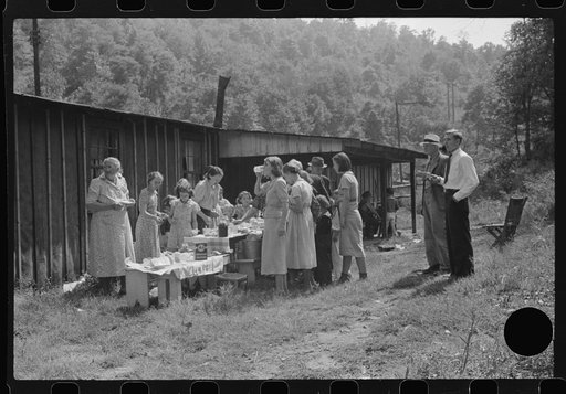Untitled photo, possibly related to: Sunday school picnic brought into abandoned mining town of Jere, West Virginia, by neighboring parishoners